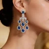 Silver Plated Blue Zircon Danglers Earrings