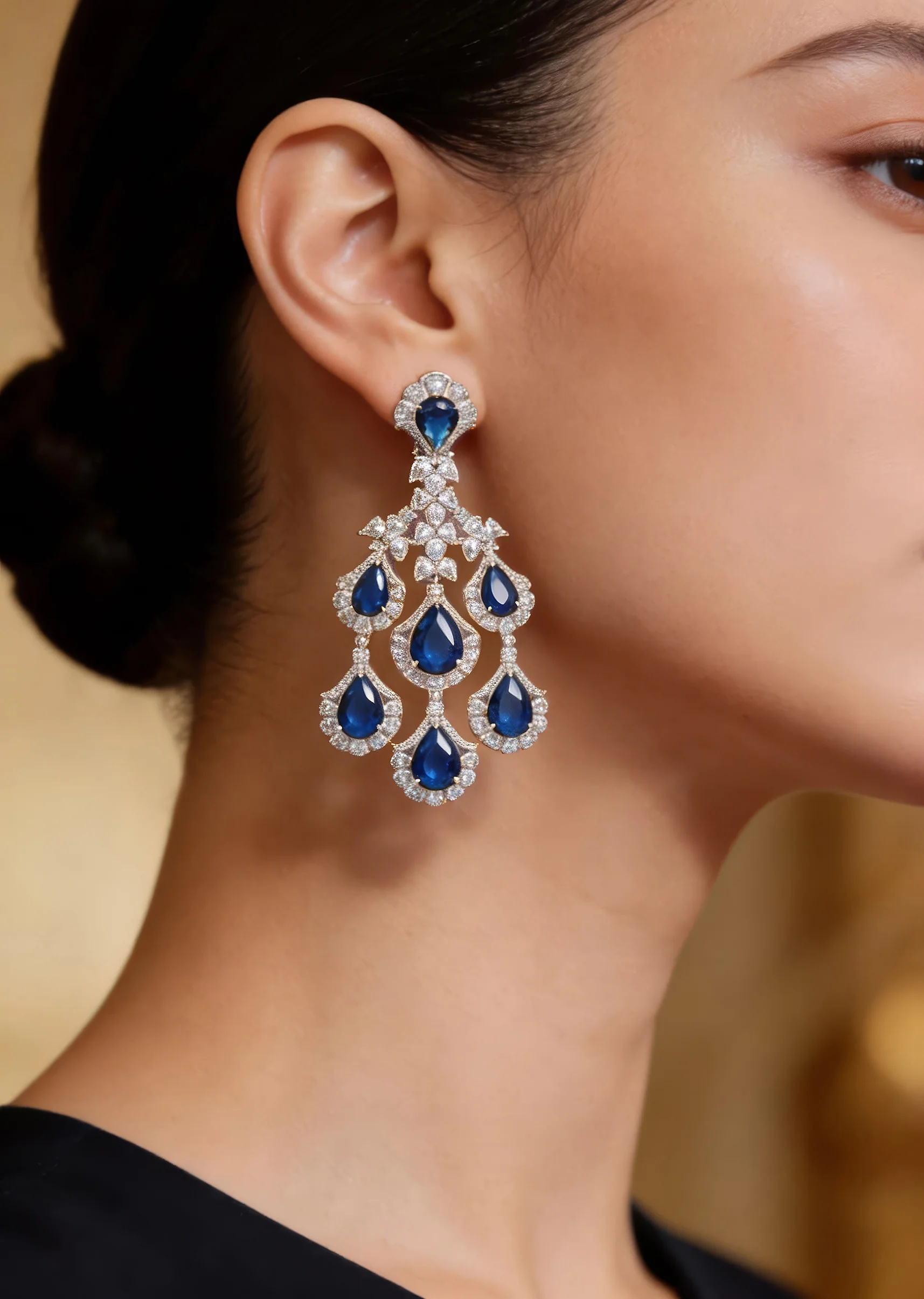 Silver Plated Blue Zircon Danglers Earrings