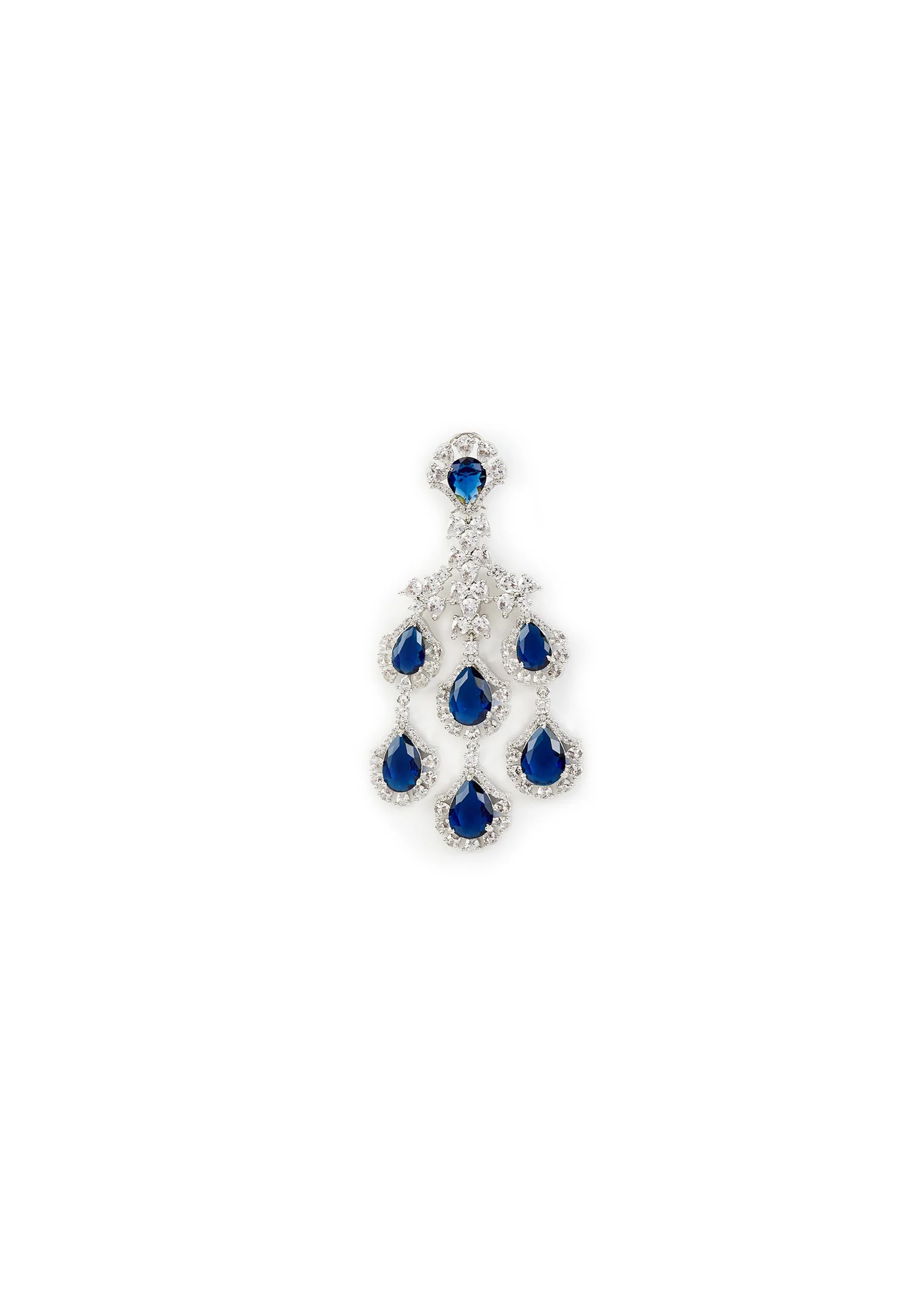 Silver Plated Blue Zircon Danglers Earrings