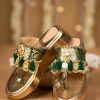Gold Handcrafted Tassel Wedges with Brocade Straps