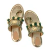 Gold Handcrafted Tassel Wedges with Brocade Straps
