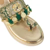 Gold Handcrafted Tassel Wedges with Brocade Straps