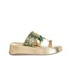 Gold Handcrafted Tassel Wedges with Brocade Straps