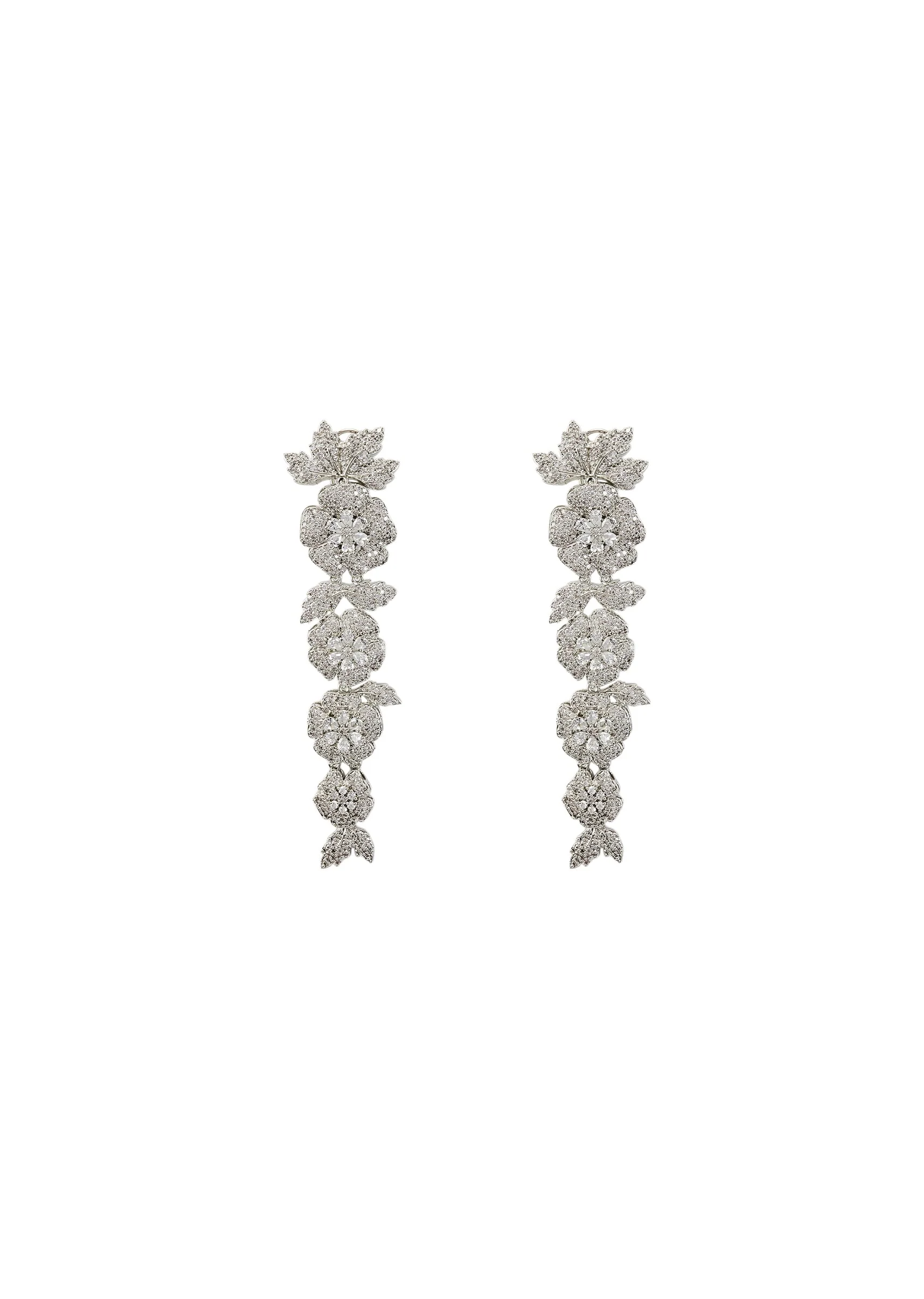 Silver Plated Zircon Danglers Earrings
