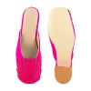 Pink Fuschia Satin Lotus Motif Heel Mules