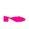 Pink Fuschia Satin Lotus Motif Heel Mules