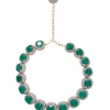 Silver Plated Green Synthetic Stone Choker Necklace Set With Earrings