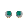 Silver Plated Green Synthetic Stone Choker Necklace Set With Earrings