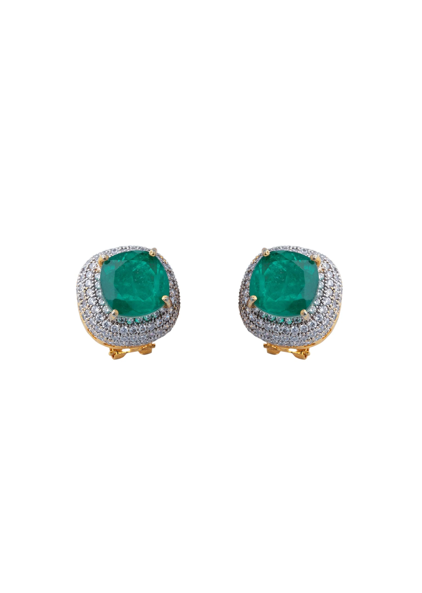 Silver Plated Green Synthetic Stone Choker Necklace Set With Earrings