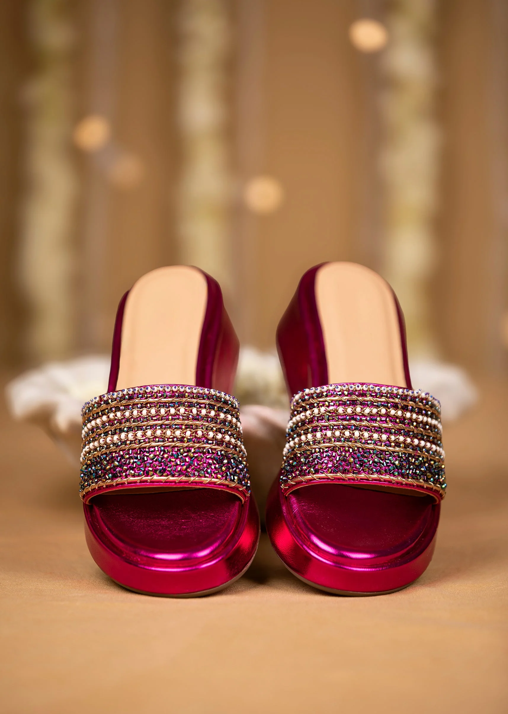 Pink Bead Hand Embellished Heels