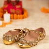 Gold Floral Zari Embellished Floral Juttis