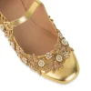 Gold Floral Zari Embellished Floral Juttis