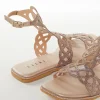 Rose Gold Faux Leather Womens Footwear With Embellished Detail Work