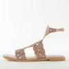 Rose Gold Faux Leather Womens Footwear With Embellished Detail Work