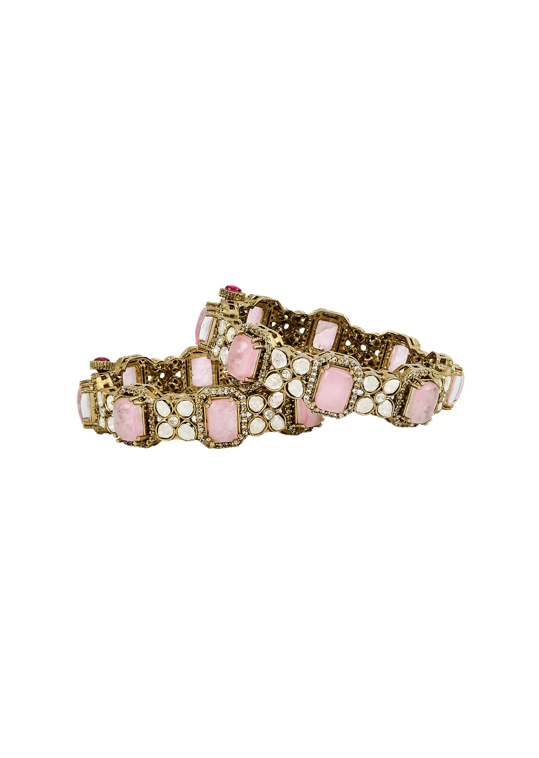 Gold Plated Pink Zircon Bangles