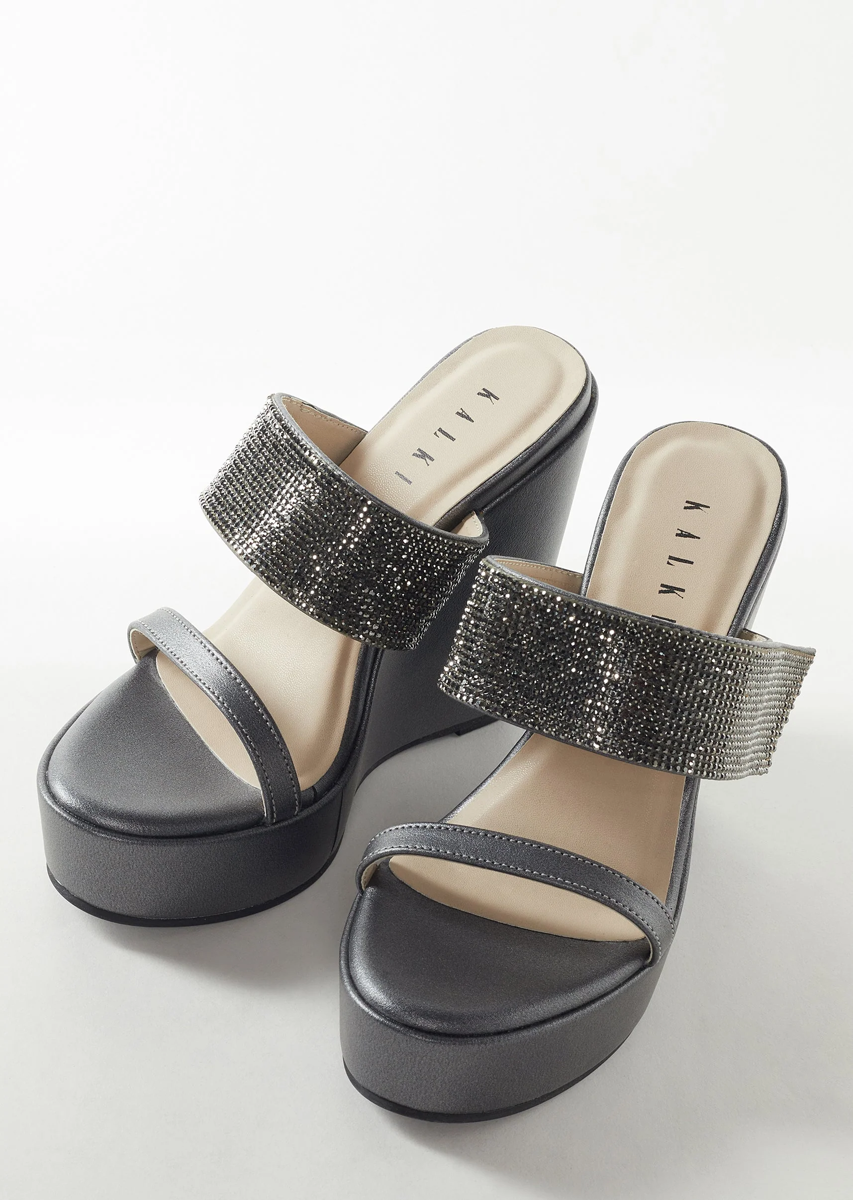 Black Womens Footwear With Embellished Detail Work