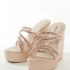 Rose Gold Womens Footwear With Embellished Detail