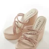Rose Gold Womens Footwear With Embellished Detail
