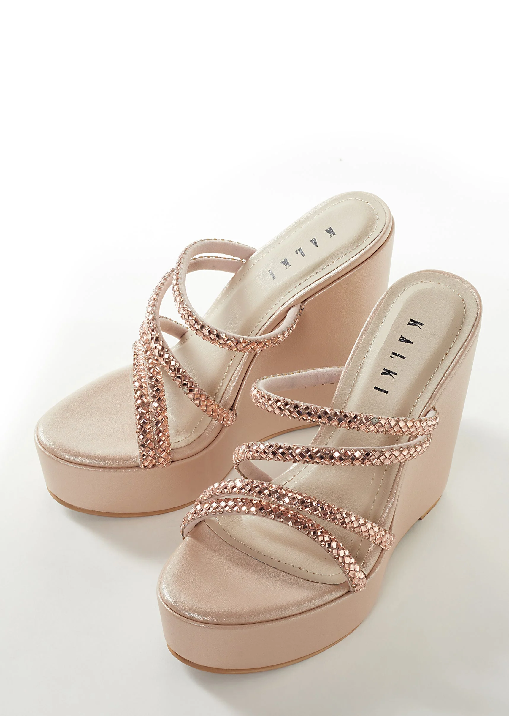 Rose Gold Womens Footwear With Embellished Detail