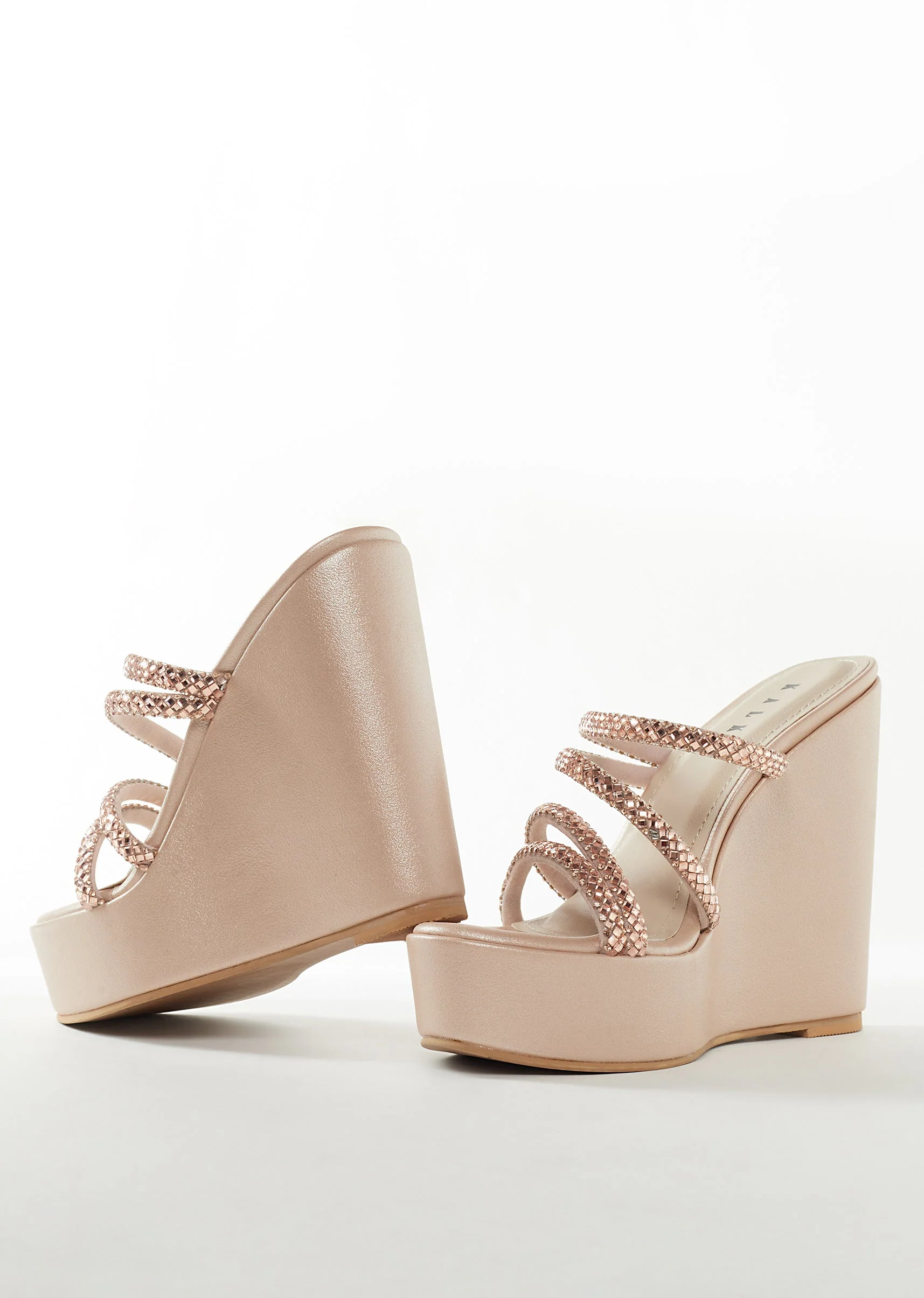 Rose Gold Womens Footwear With Embellished Detail
