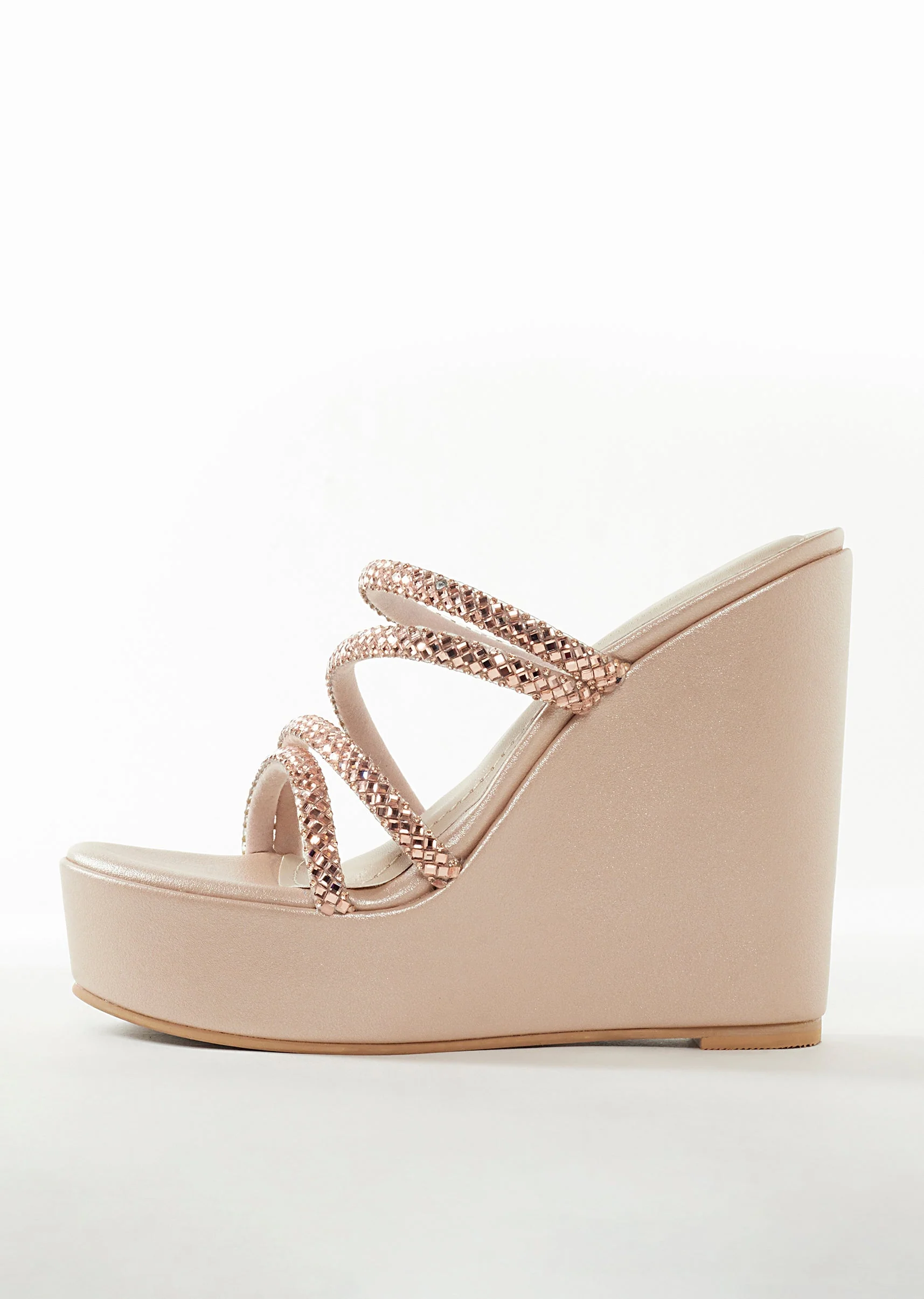 Rose Gold Womens Footwear With Embellished Detail