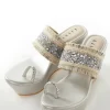 Silver Faux Leather Womens Footwear Embellished Detail Work