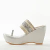 Silver Faux Leather Womens Footwear Embellished Detail Work