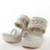 Silver Faux Leather Womens Footwear Embellished Detail Work