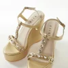 Womens Footwear in Gold With Embellished Detail Work