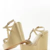 Womens Footwear in Gold With Embellished Detail Work