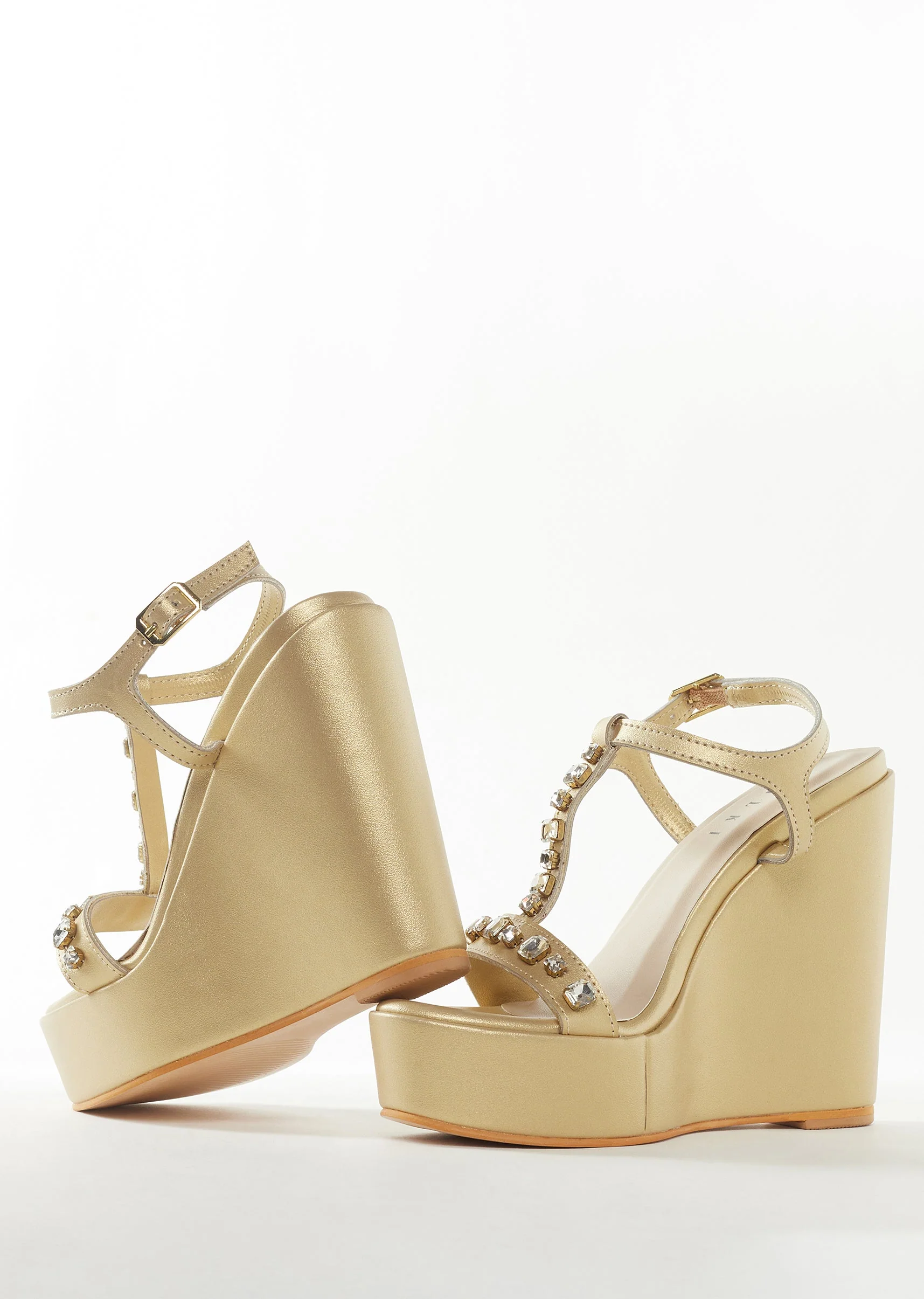 Womens Footwear in Gold With Embellished Detail Work
