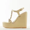 Womens Footwear in Gold With Embellished Detail Work