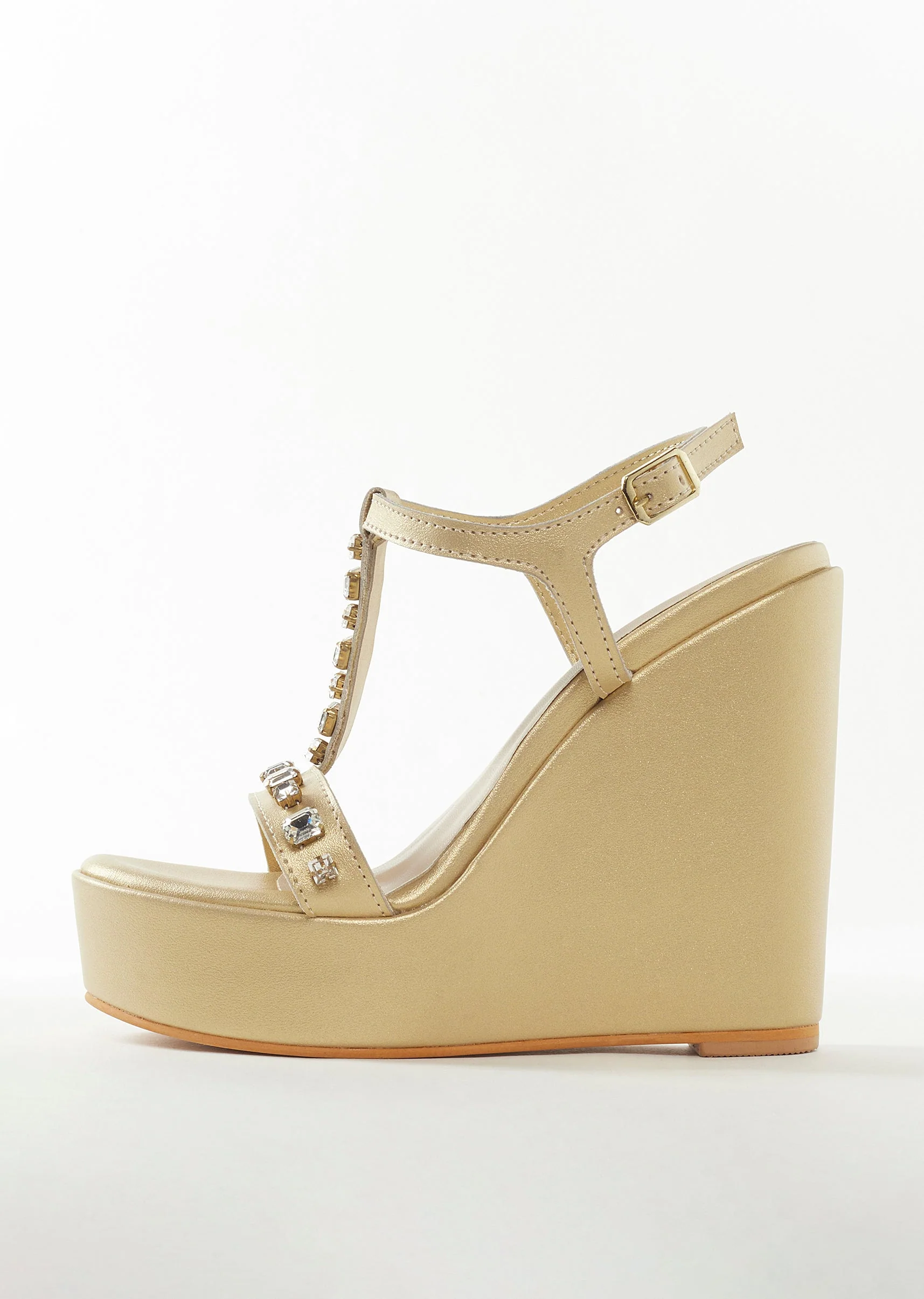 Womens Footwear in Gold With Embellished Detail Work