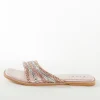 Cream Faux Leather Womens Footwear With Embellished Detail Work