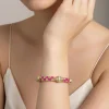 Gold Plated Dazzling White And Pink Synthetic Stone Bangles