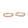 Gold Plated Dazzling White And Pink Synthetic Stone Bangles