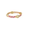 Gold Plated Dazzling White And Pink Synthetic Stone Bangles