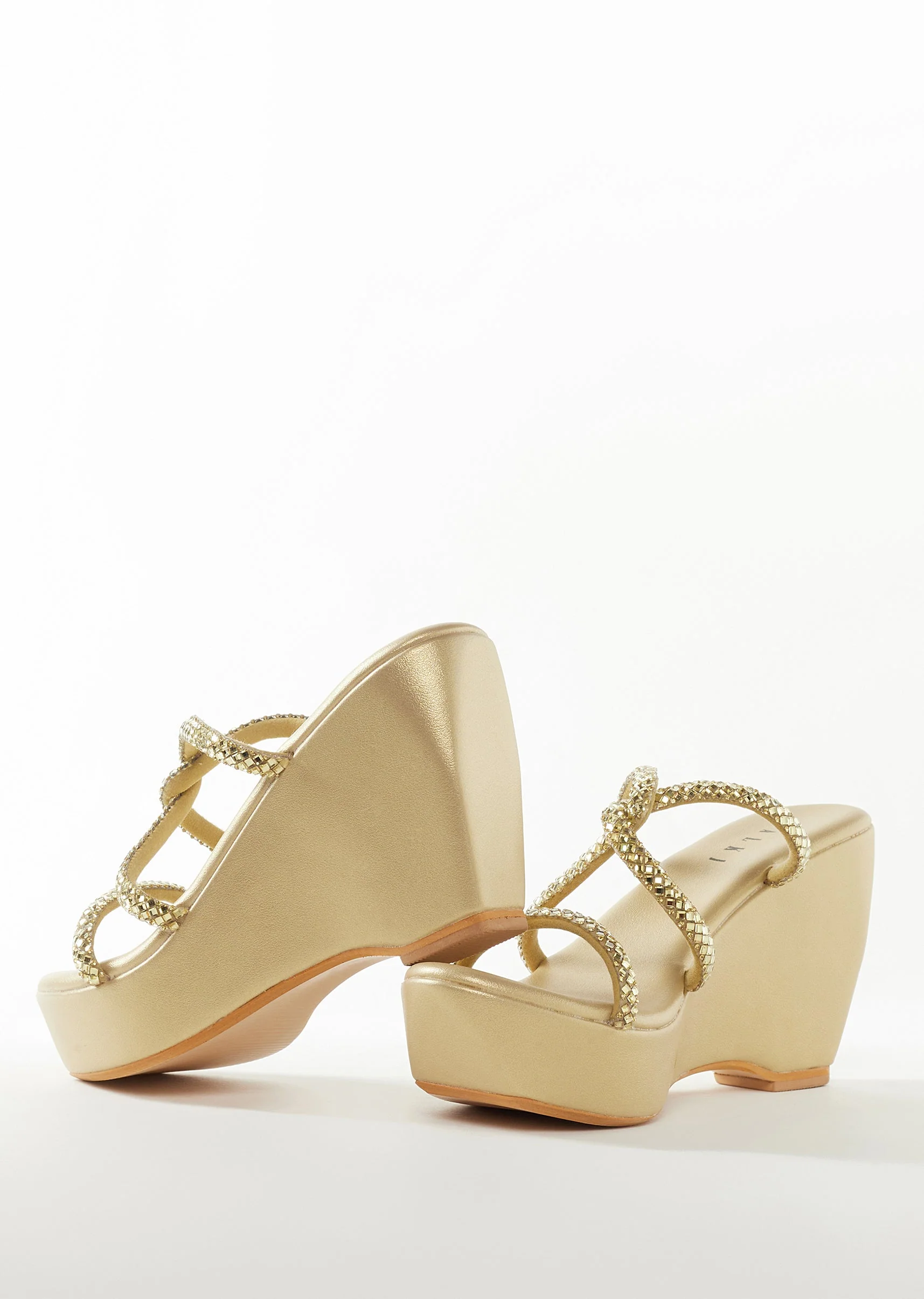 Gold Womens Footwear With Detail Work