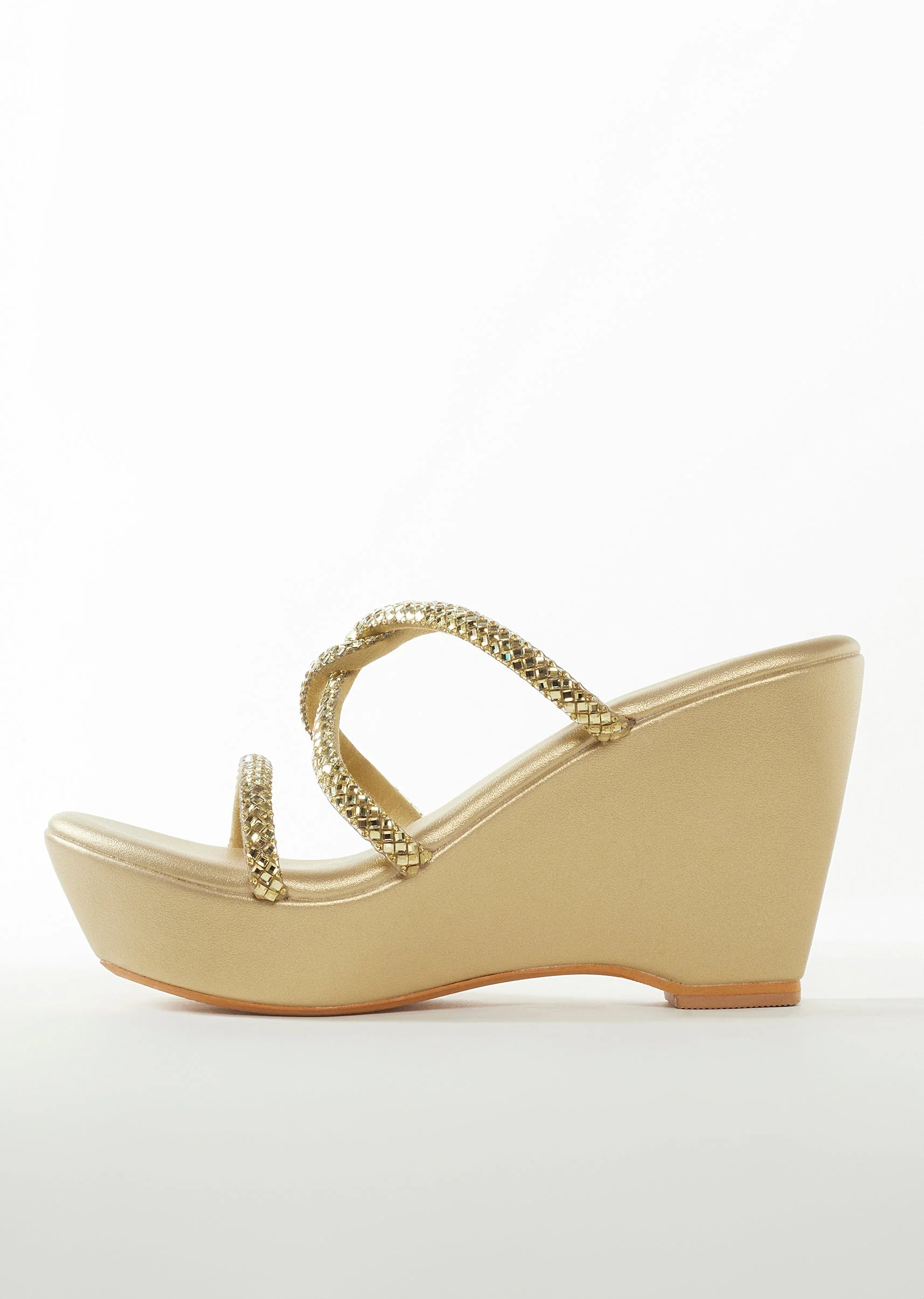 Gold Womens Footwear With Detail Work
