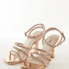 Gold Faux Leather Womens Footwear With Embellished Detail Work