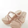 Rose Gold Womens Footwear With Embellished Detail Work