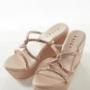 Rose Gold Womens Footwear With Embellished Detail Work
