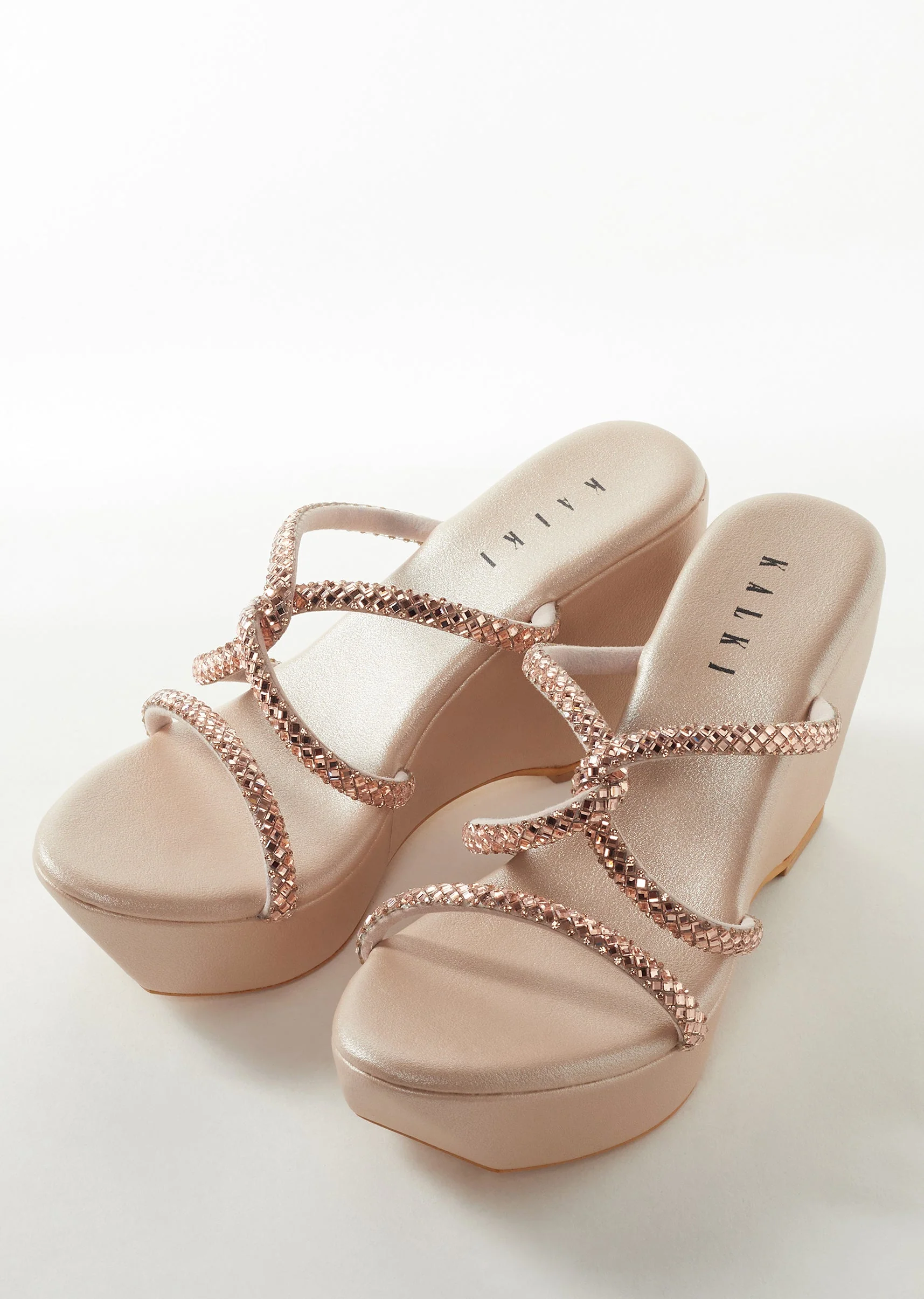 Rose Gold Womens Footwear With Embellished Detail Work