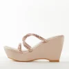 Rose Gold Womens Footwear With Embellished Detail Work