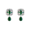 Silver Plated Green Zircon Short Necklace Set With Earrings