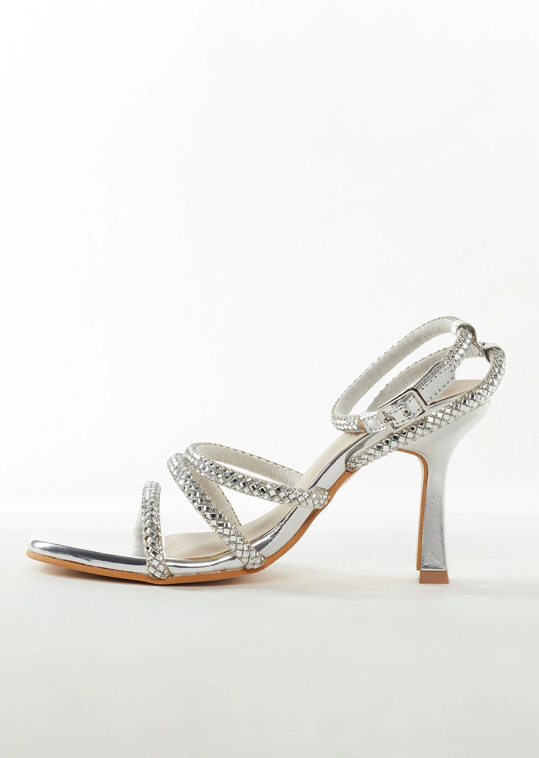 Silver Womens Footwear With Embellished Detail Work