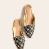 Black Mules With Maroon Swarovski And Zari Detailing By Sole House