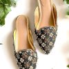 Black Mules With Maroon Swarovski And Zari Detailing By Sole House