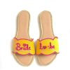 Yellow Slider Flats With Fuchsia Pink Colored Bride To Be Text And Scalloped Edge Online By Sole House