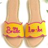 Yellow Slider Flats With Fuchsia Pink Colored Bride To Be Text And Scalloped Edge Online By Sole House